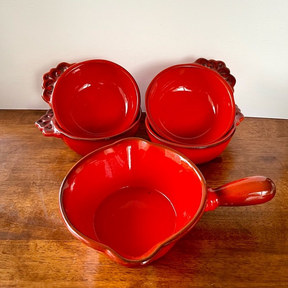 Metlox Poppytrail Red Rooster Vernon Set 4 Open Soup Server/Bowls and Gravy Boat - Picture 10 of 10